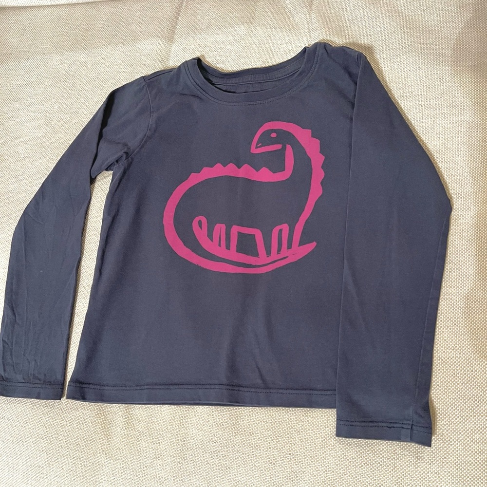 Tea Collection long sleeve t-shirt, violet-blue, pink dinosaur print. Size 4t - Picture 4 of 4